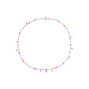 Colar Life Colors II em Prata 925 com Cristais Rosas e Roxos, 40cm