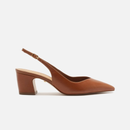 Scarpin Couro Salto Médio Bloco Slingback