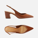 Scarpin Couro Salto Médio Bloco Slingback