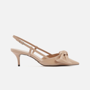Scarpin Couro Salto Fino Maxi Laço Slingback