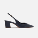 Scarpin Couro Salto Médio Bloco Slingback