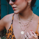 Brinco Retangular Helena Lisa M Folheado a Ouro 18k