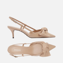 Scarpin Couro Salto Fino Maxi Laço Slingback