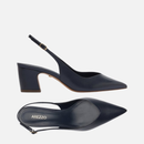 Scarpin Couro Salto Médio Bloco Slingback
